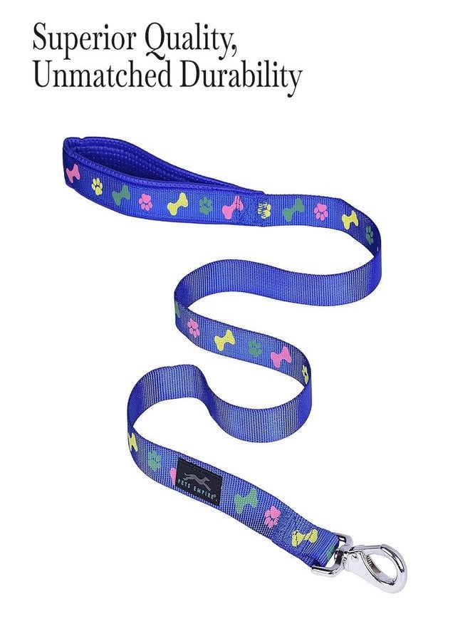 Pets Empire Soft Padded Paw and Bone Printed Dog Leash Collar Set Nylon Foam Soft Adjustable Pet Cat Durable Collar (XLarge Neck 51-60cm, Blue) - Image 2